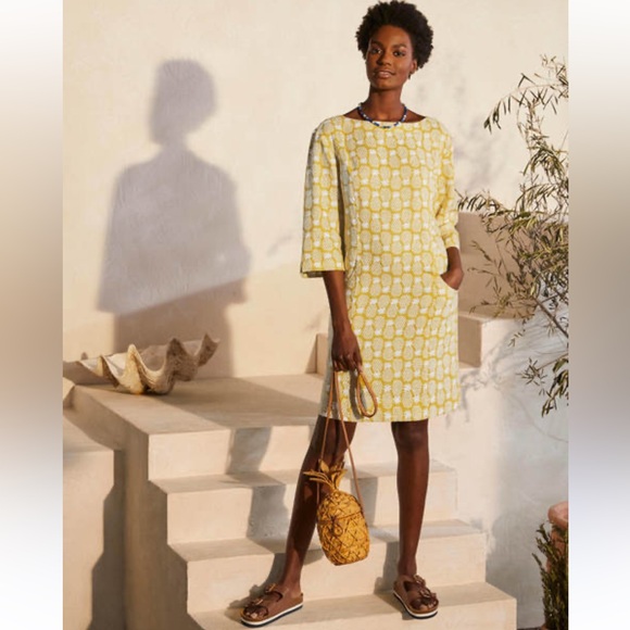 Boden Dresses & Skirts - Boden NEW Pineapple Print Laurie Linen Midi Dress in Chartreuse Size 10